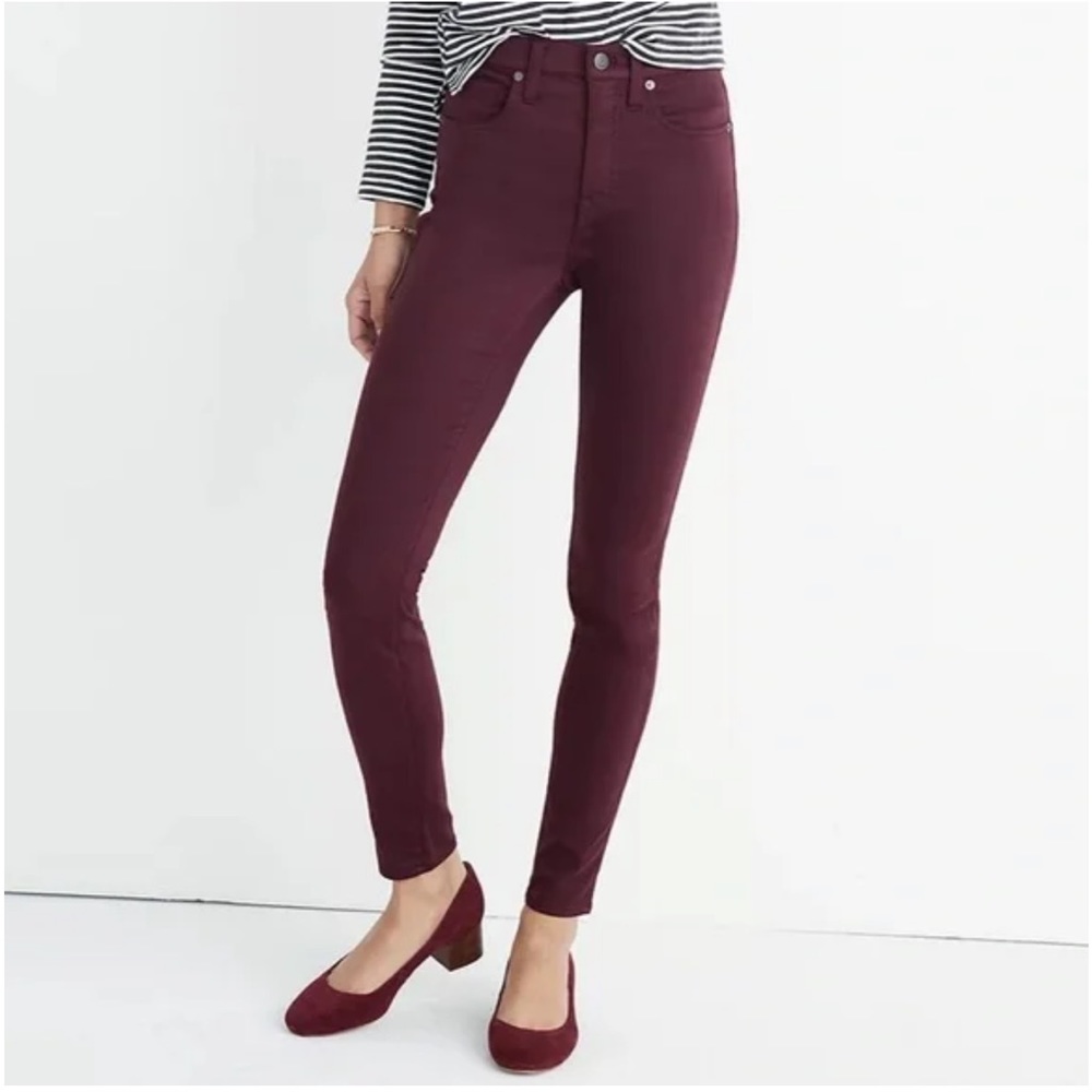 Madewell burgundy maroon skinny sateen jeans
